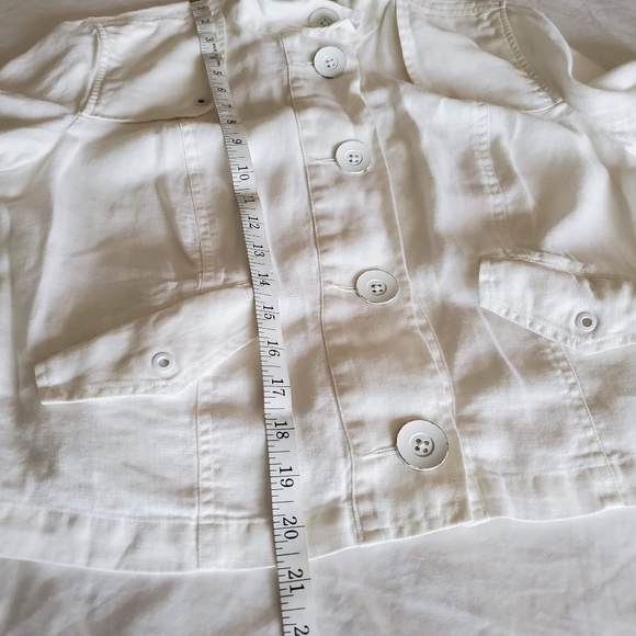 Cabi Jacket Womens Small White Linen Button Up Long Sleeve Mock Collar Coat - Picture 11 of 12
